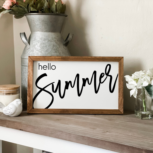 Hello summer sign, summer wall decor.