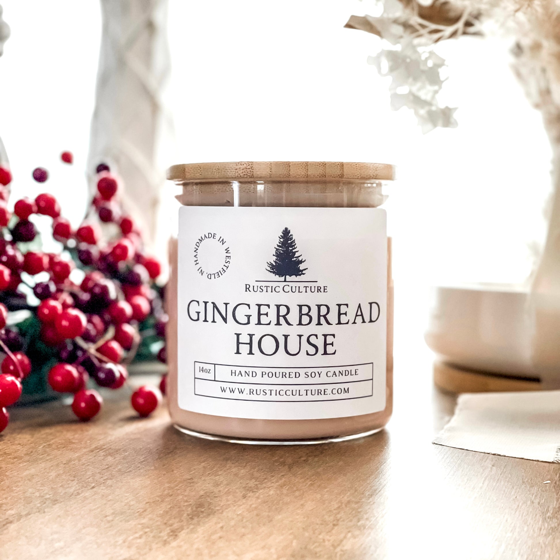 Gingerbread House Candle made with organic soy wax. The perfect Christmas candle!