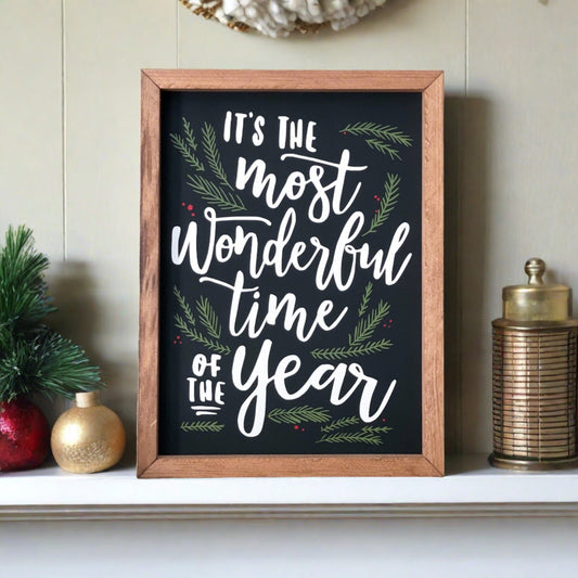 It’s the most wonderful time of the year sign, Christmas wall decor.