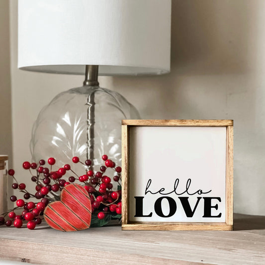 Hello love sign. Perfect as Valentine's Day decor or as nursery decor!