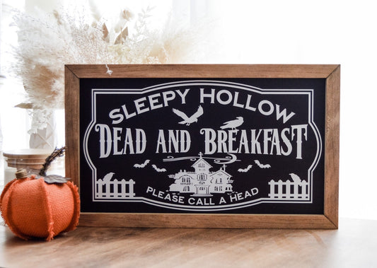 Sleepy Hollow Dead and Breakfast sign. Halloween sign.