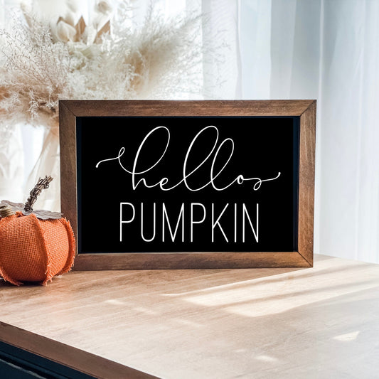 Hello pumpkin sign for fall wall decor.