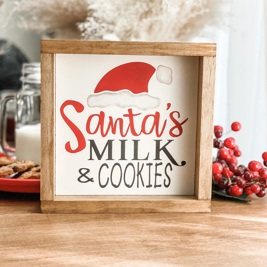Santa’s milk and cookies sign.