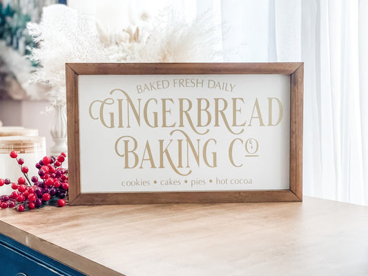 Gingerbread Baking Co sign. Christmas wall decor.