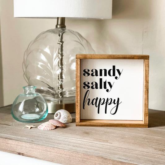 Sandy salty happy sign. Beach sign, summer sign.