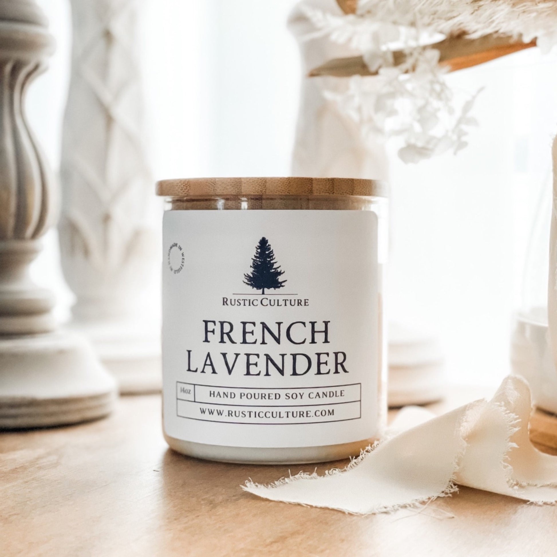 French Lavender natural soy candle with double wood wicks.