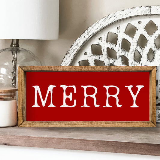 Red Merry sign. Christmas wall decor