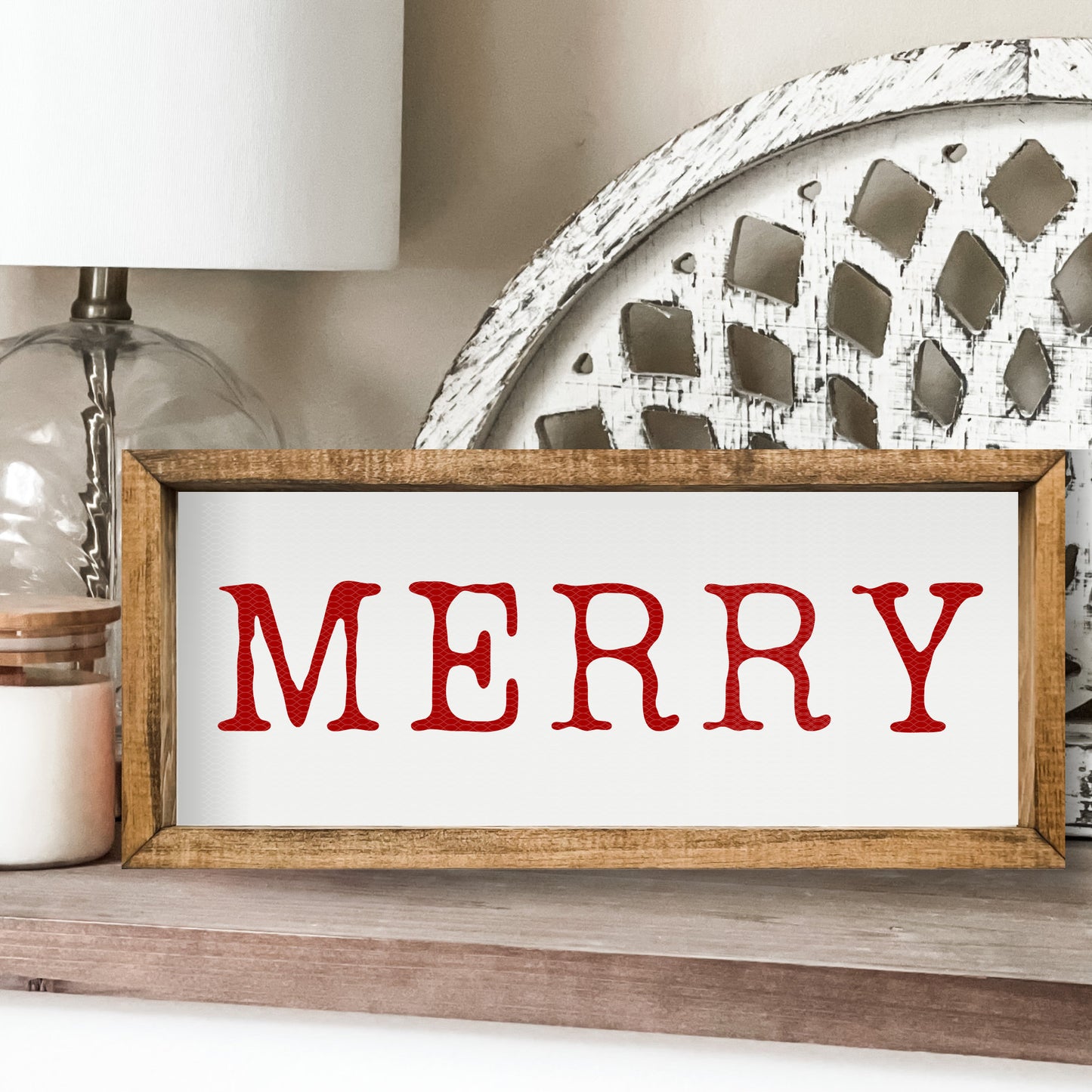 Merry Sign. Hang this Christmas sign on your wall or stand it on an entryway table!