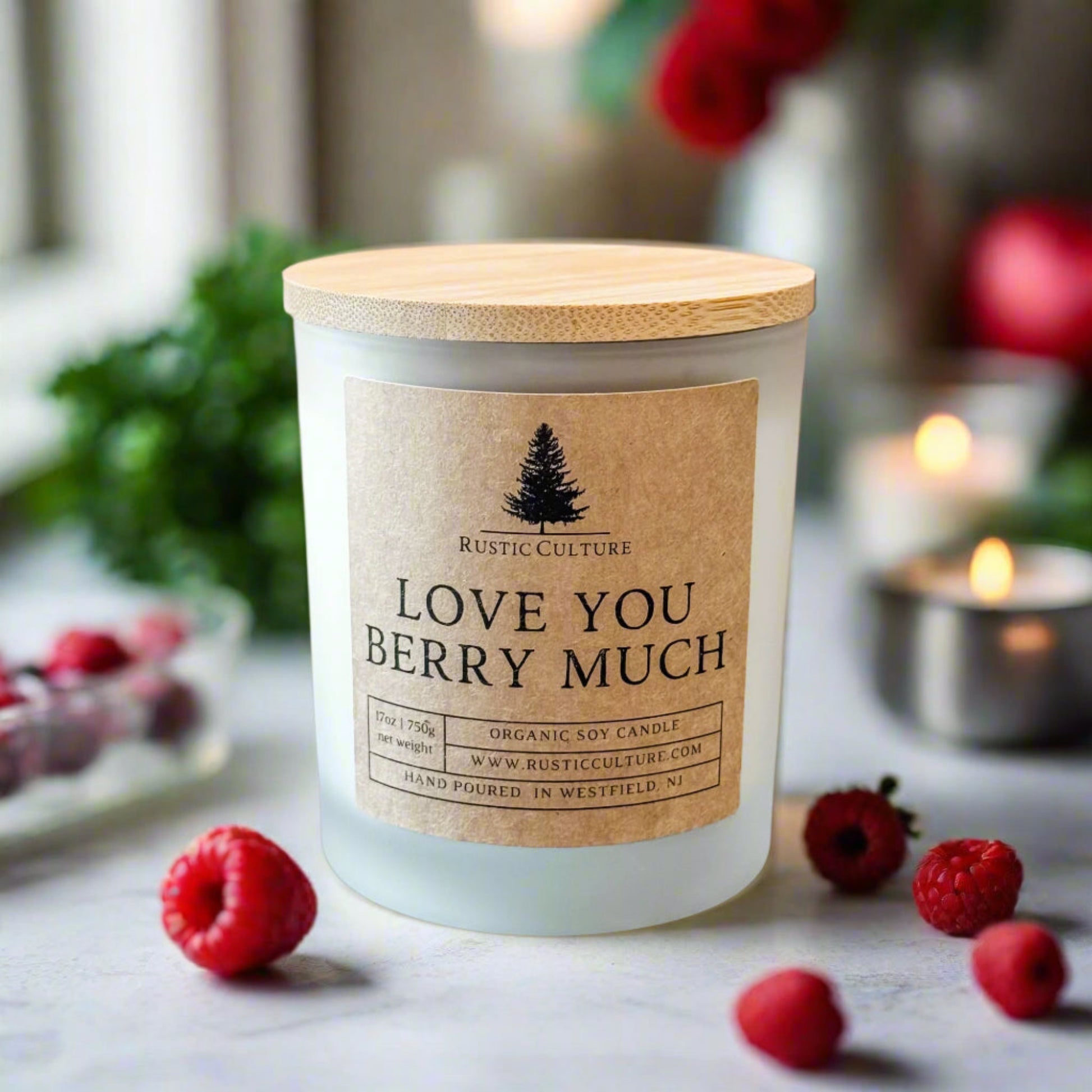 Love You Berry Much candle. Valentine's Day candle, Mother's Day candle. Berry and floral scented natural soy candle with natural cotton wick.