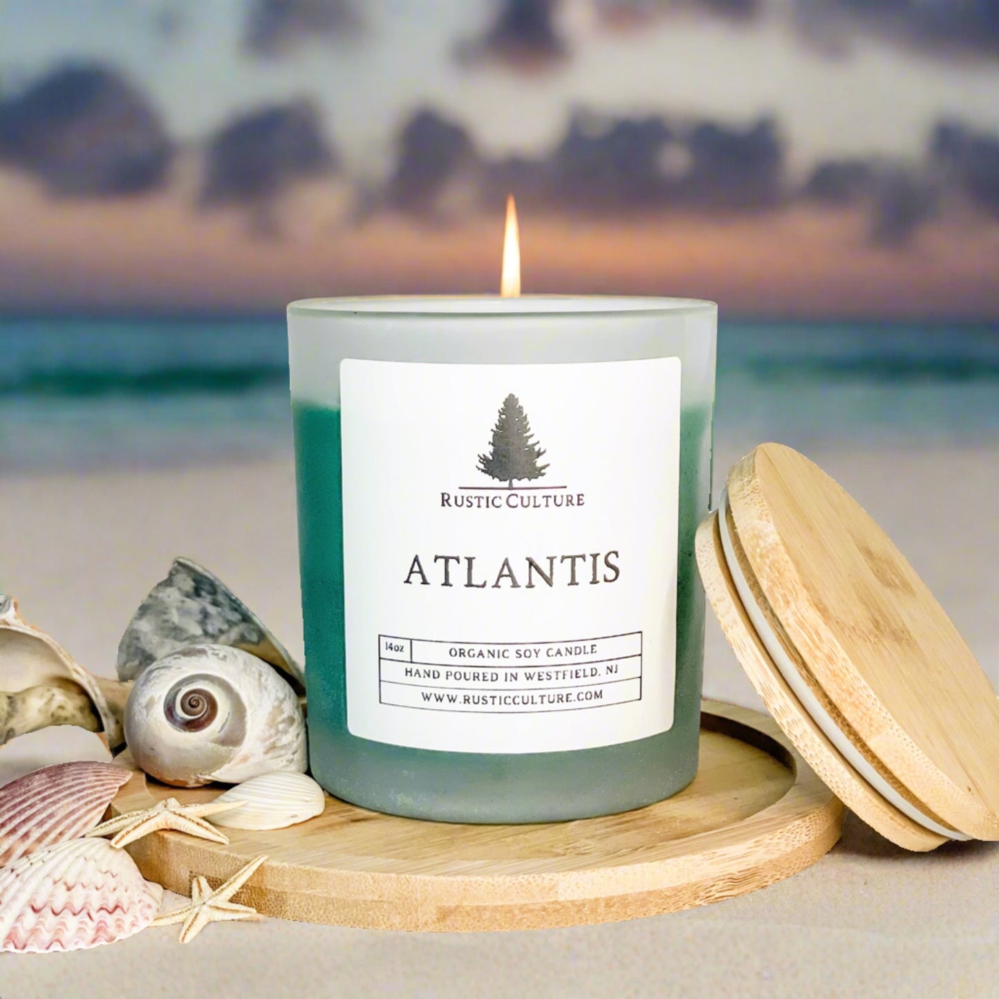 Atlantis candle. Ocean scented beach candle.