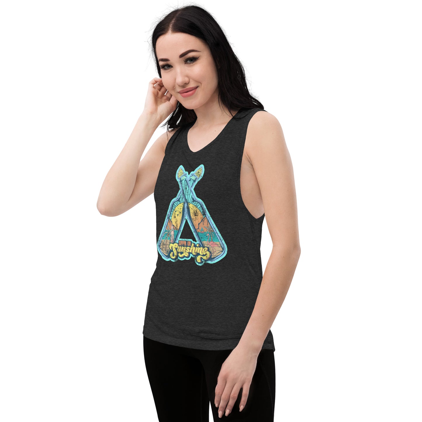 Sippin on sunshine women’s muscle tank top. Fun summer tank top