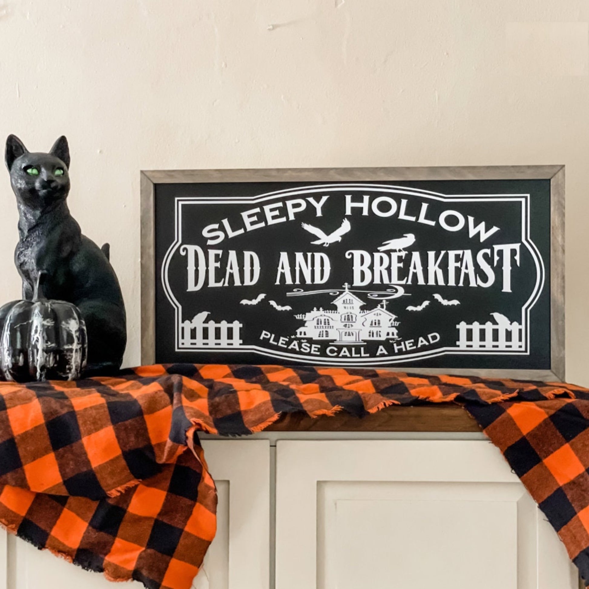 Sleepy hollow dead and breakfast sign.