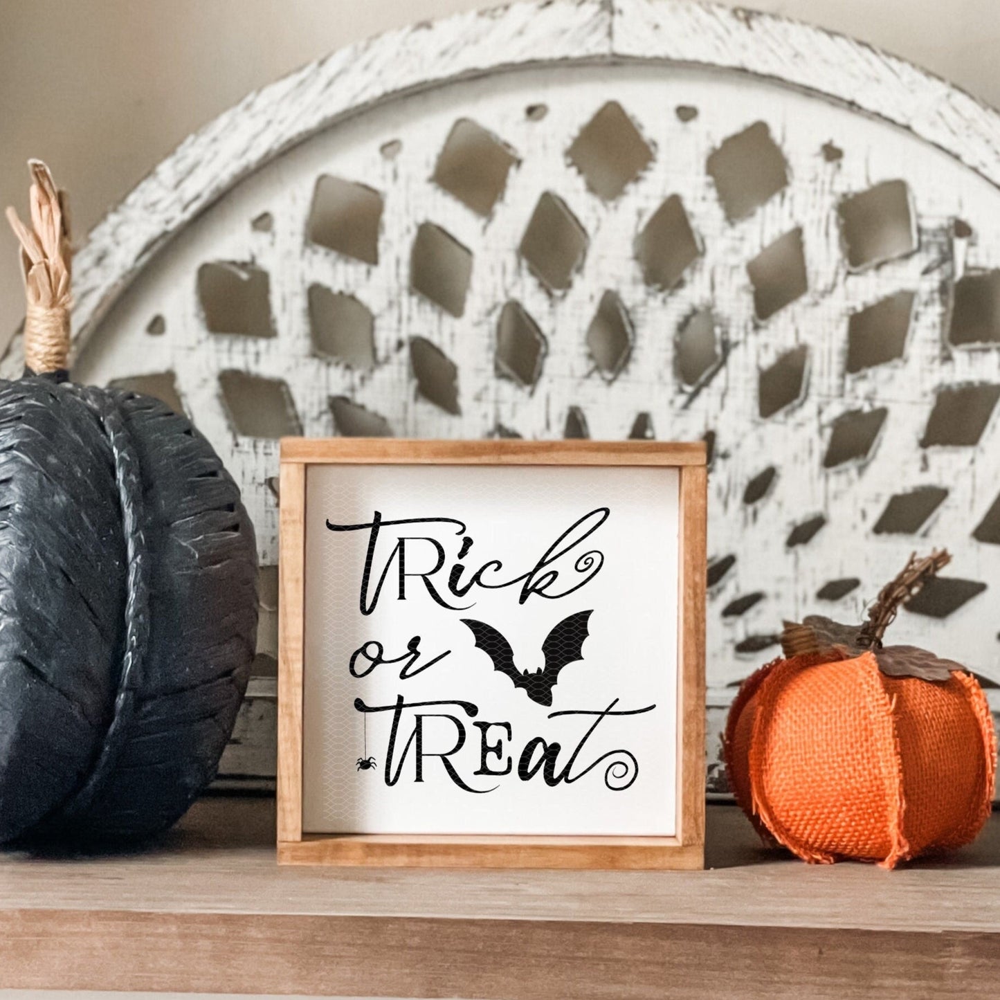 Trick or treat Halloween sign.