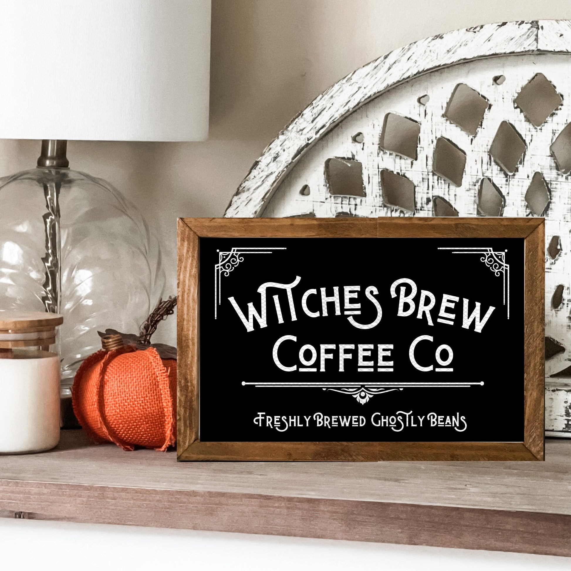 Witches brew coffee co sign. Halloween wall decor.