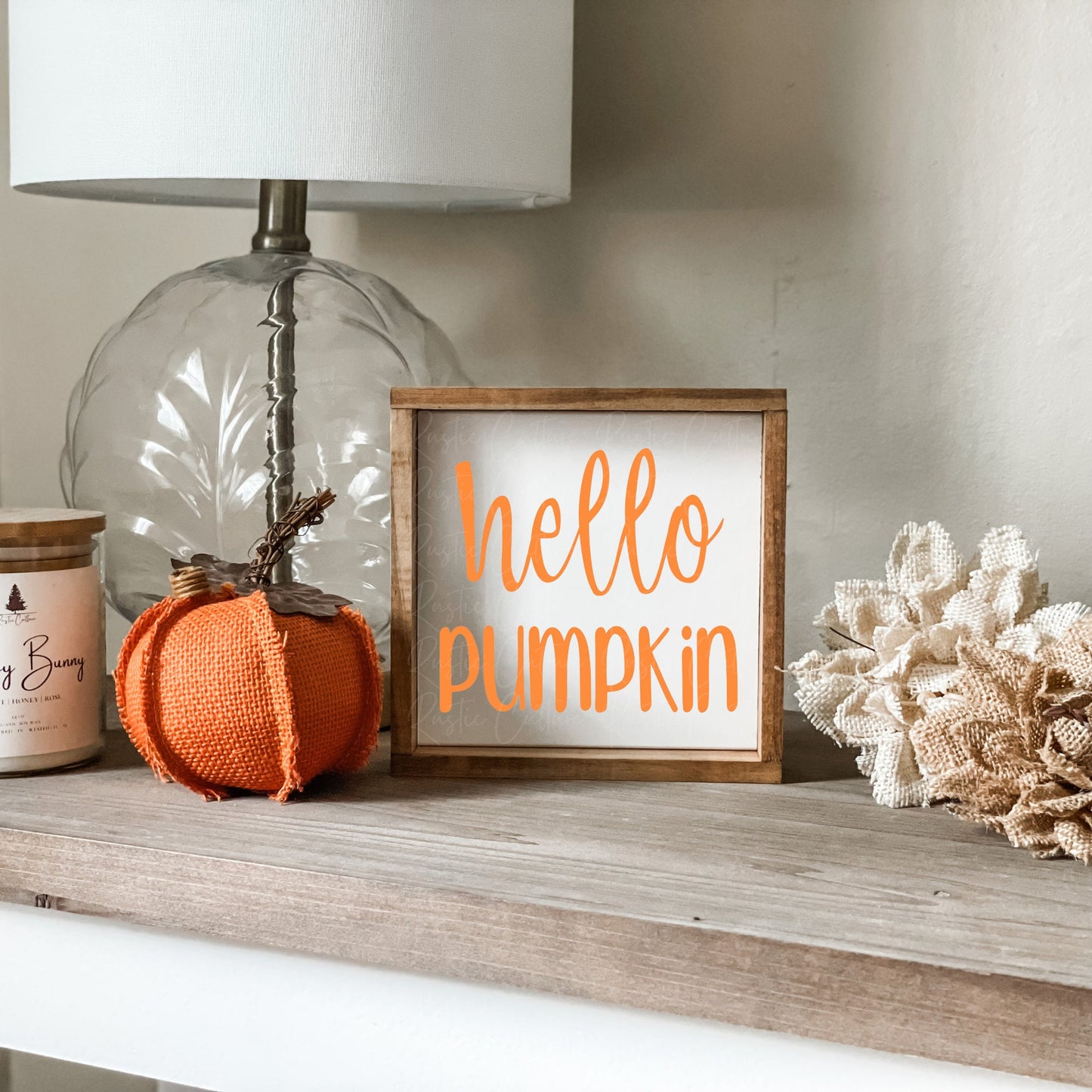 Hello pumpkin sign in orange.