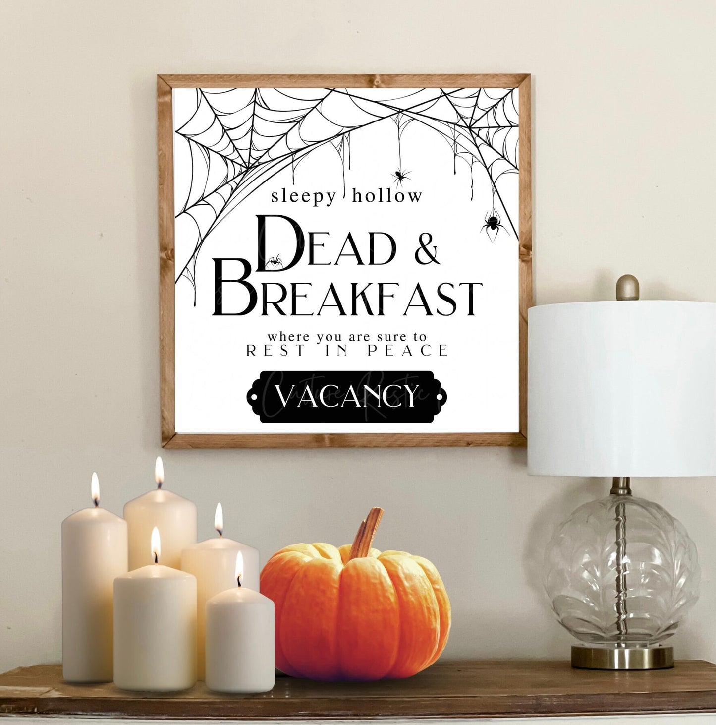 Sleepy hollow dead and breakfast sign. Halloween sign.